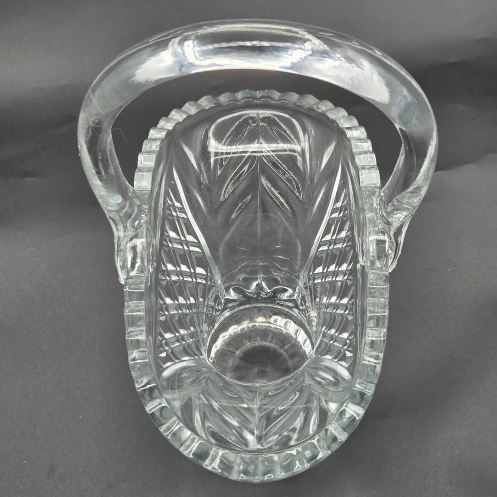 Princess House Cut Crystal Glass Basket With Handle - Germany